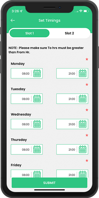 Store set working hours
