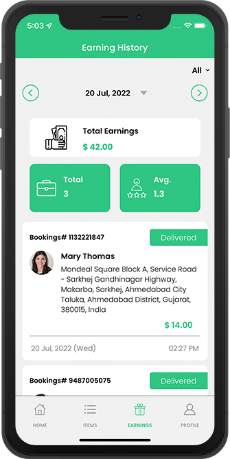 driver check already delivered order history