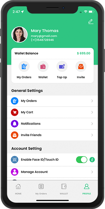 user app menu