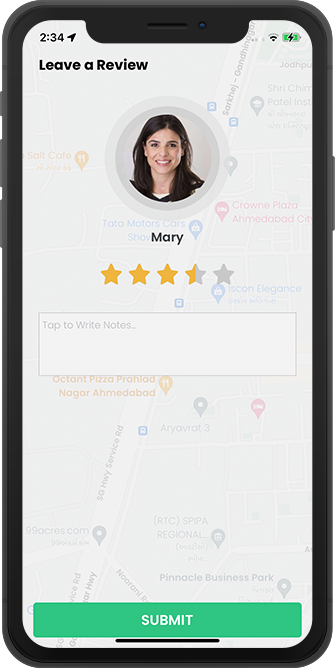 driver rate & review to customer & Store