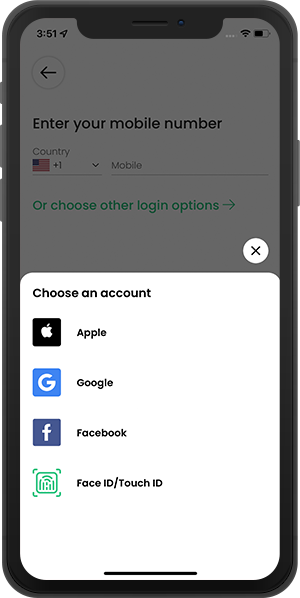 Face ID / Touch ID / Social Media Accounts