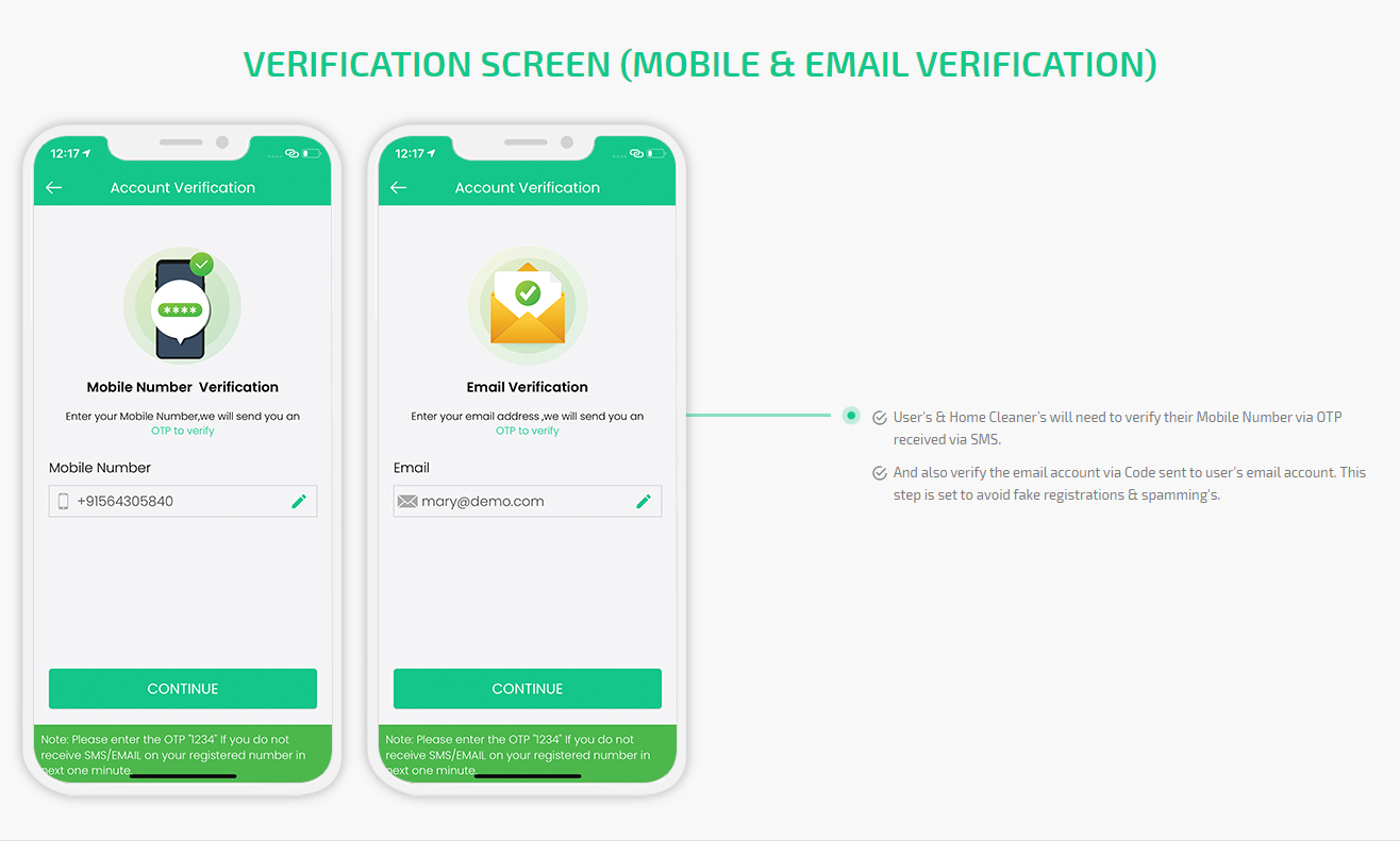 verifications screens