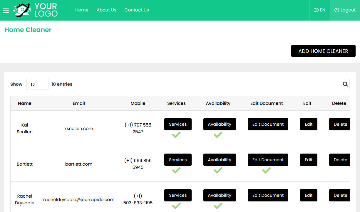 Company - Manage Home Cleaner