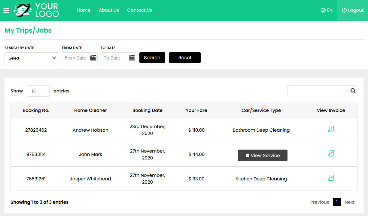 User Bookings