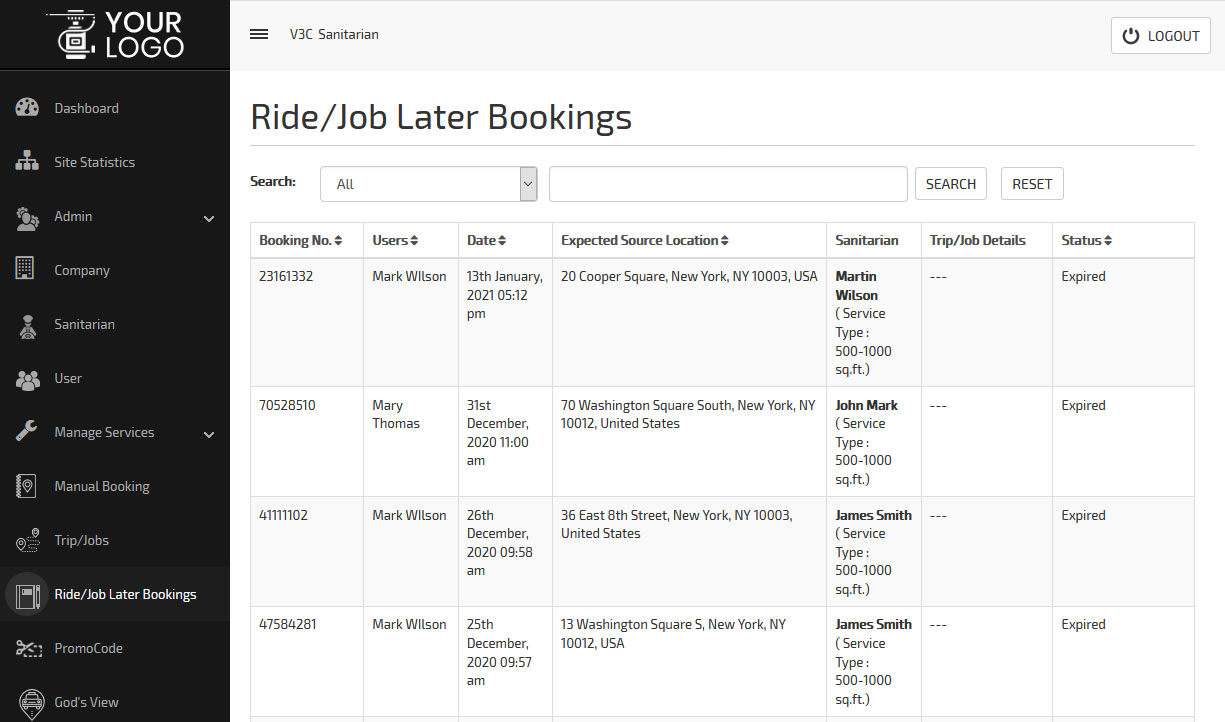 Ride/Job Later Bookings
