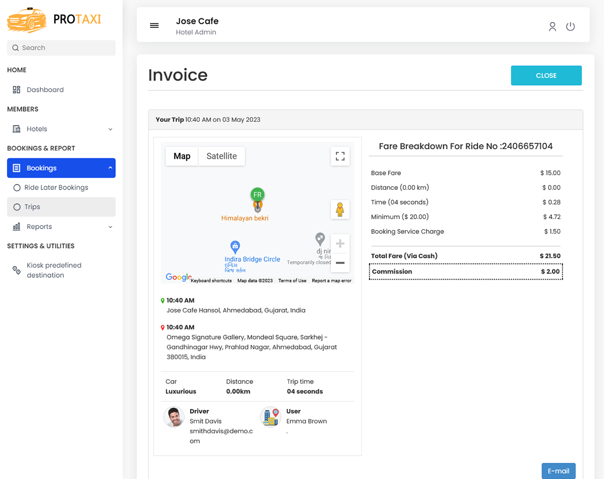 Trip invoice