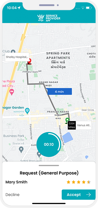 Driver accept or decline the request