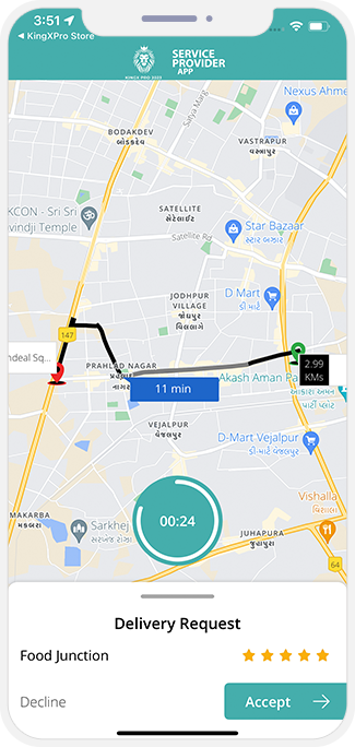 delivery driver sees request