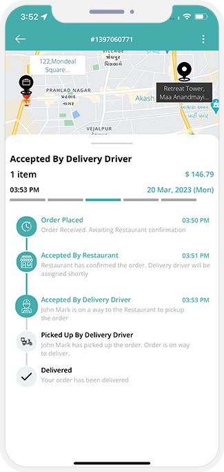 user see assigned driver for pickup of order