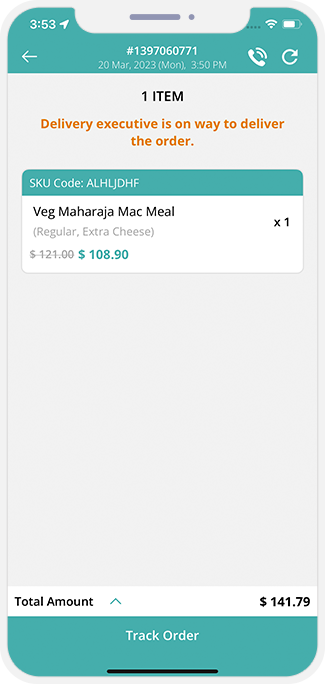 restaurant track status of order