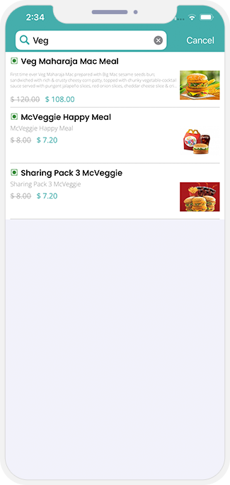 user search food items