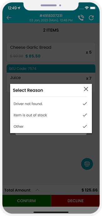 Order cancellation by Store