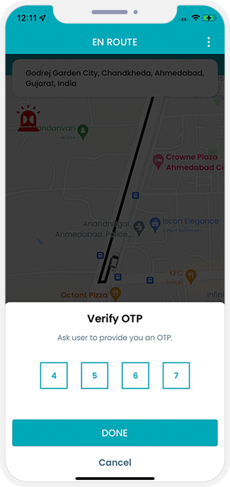 OTP Verification to Start the Ride