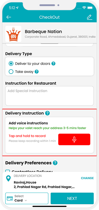 Voice Instruction for Delivery Driver