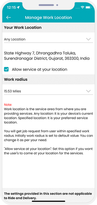 provider manage work location