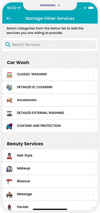 choose service categories