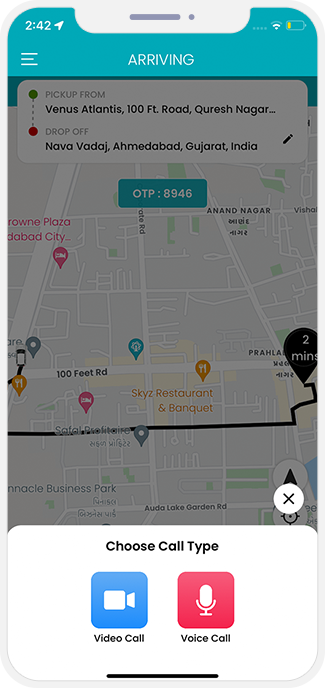 Rider can see the location of the Driver on a Map
