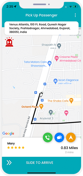 Driver can see the pickup location on a map