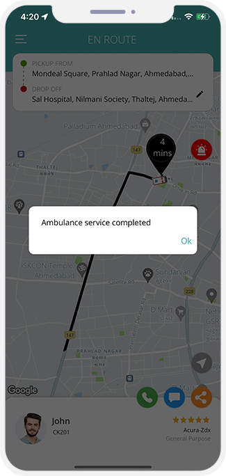 Ambulance service completed Ambulance service completed
