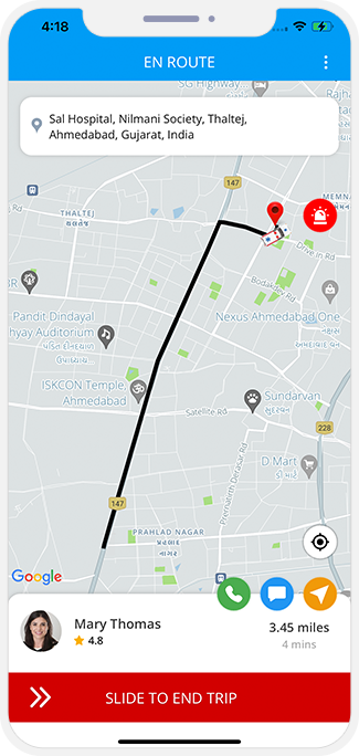 Ambulance driver slide to end trip Ambulance driver slide to end trip and Patient get notification for Trip completed