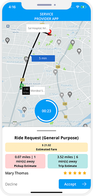 Driver accept or decline the request Driver accept or decline the request