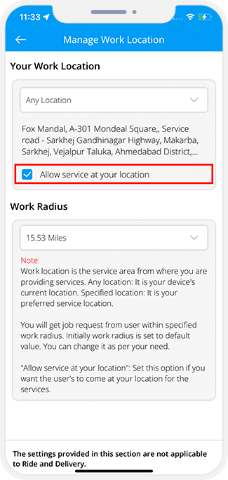 provider manage work location