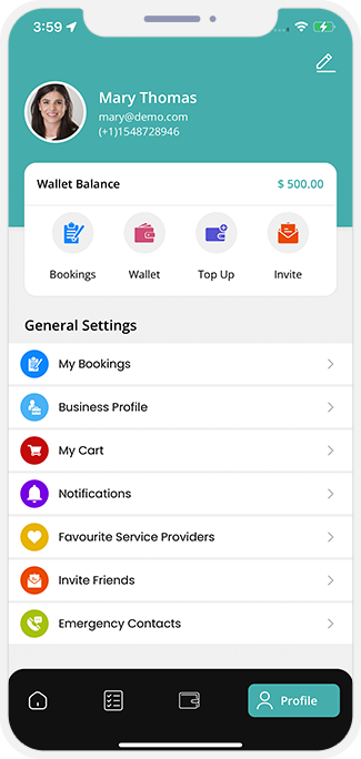 user app menu