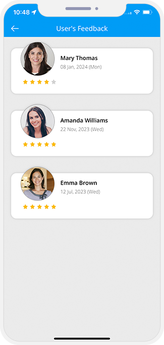 heat view for taxi and delivery user and provider fives feedback to eachother