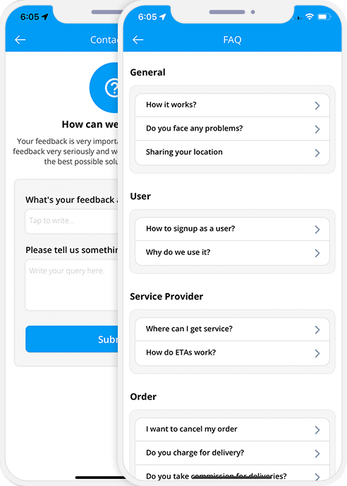 Driver login and registration screen