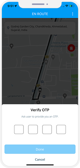 OTP Verification to Start the Ride OTP Verification to Start the Ride