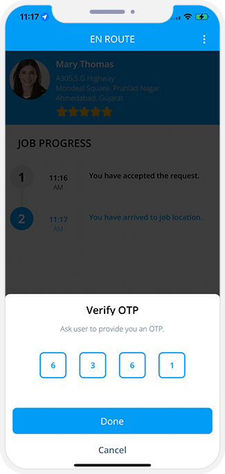 OTP Verification to Start the Job