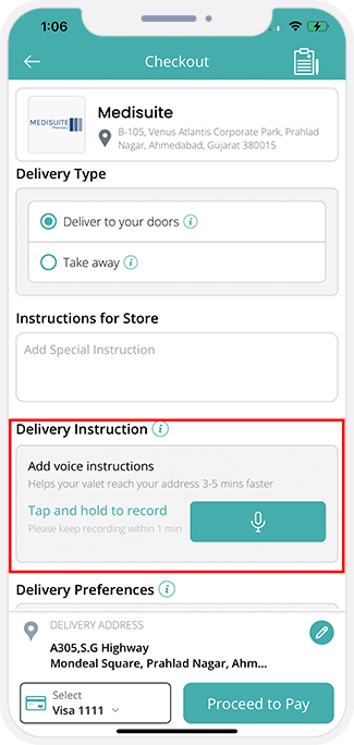 Voice Instruction for Delivery Driver