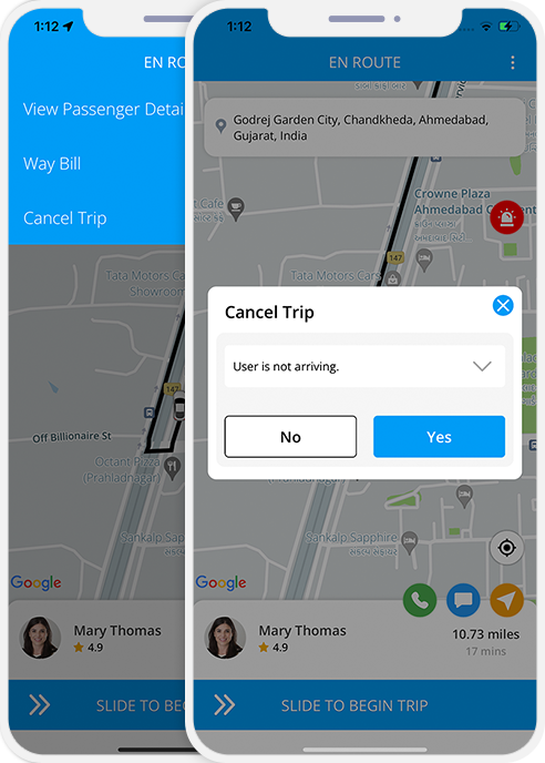 Driver login and registration screen Driver login and registration screen