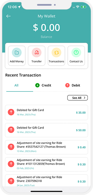 user and provider manage their wallet