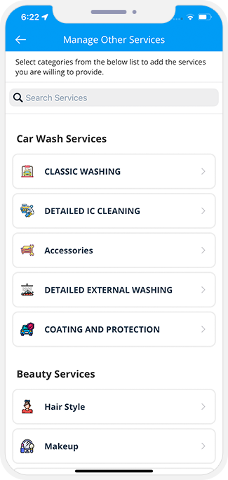choose service categories choose sub categories