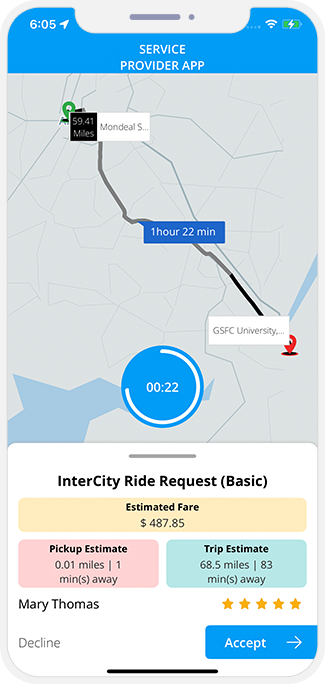 Driver accept or decline the request Driver accept or decline the request