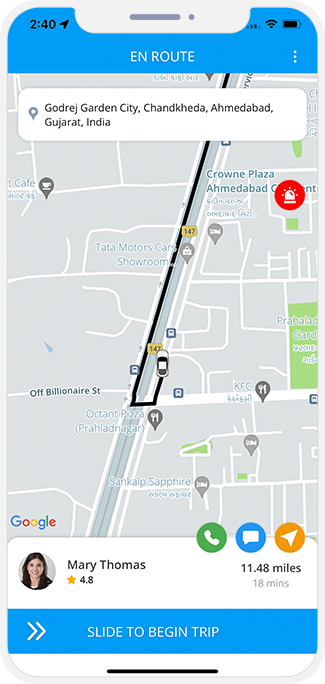 trip started rider get notification for trip started