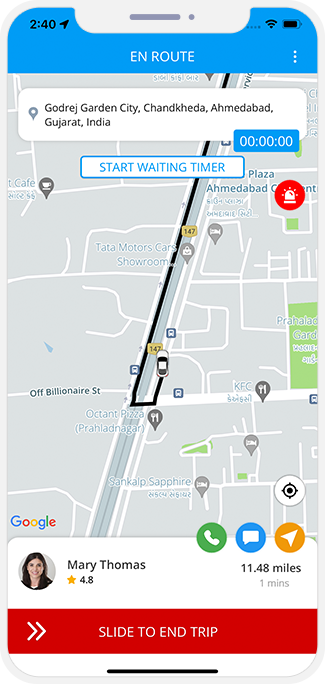 driver slide to end trip and rider get notification for Trip completed