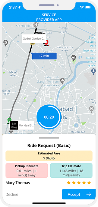 Driver accept or decline the request Driver accept or decline the request