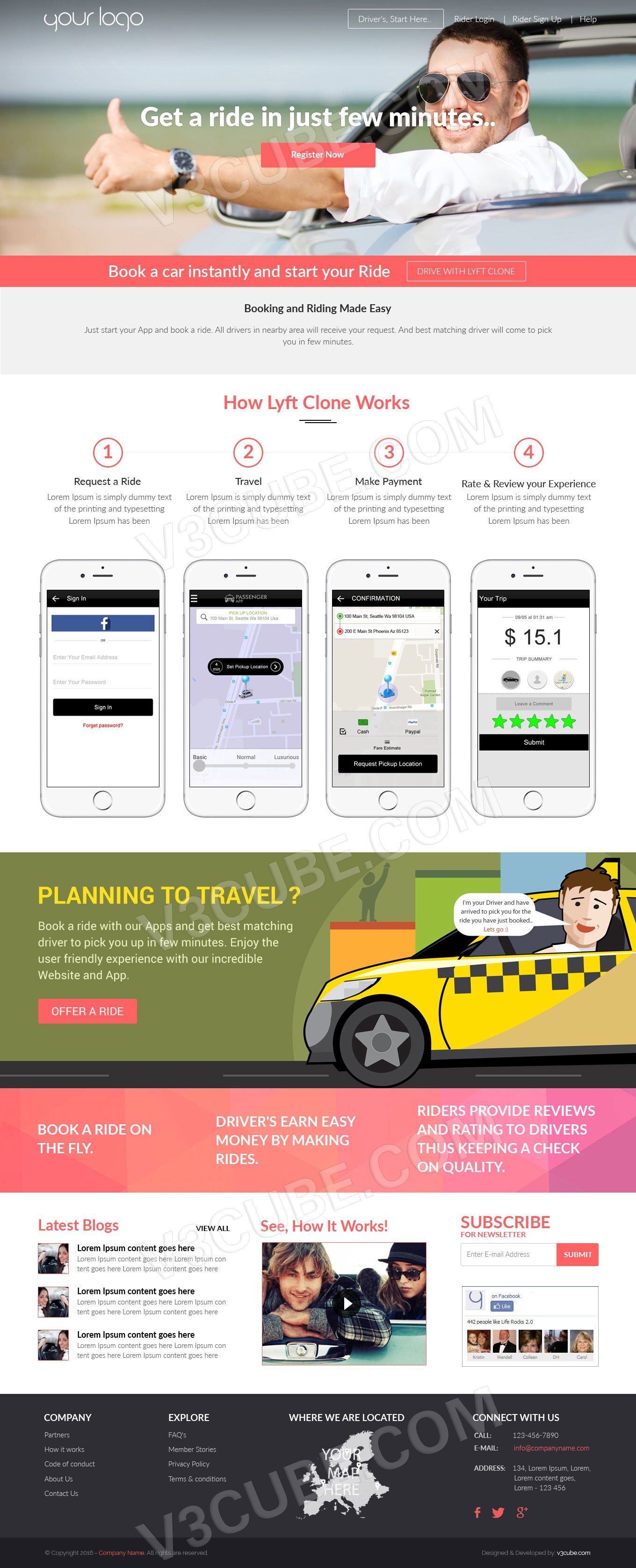 Lyft Clone site design template