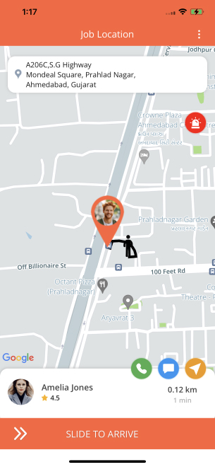 maid arrived at job location