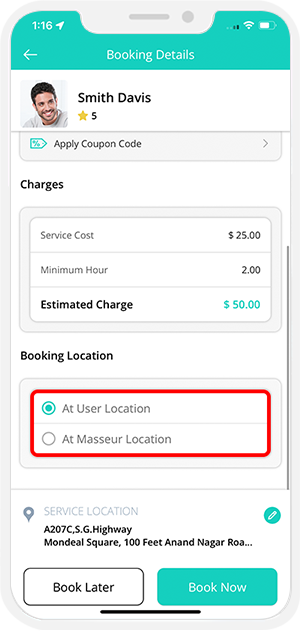 Select booking location