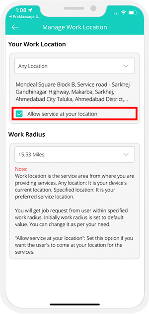 provider manage work location