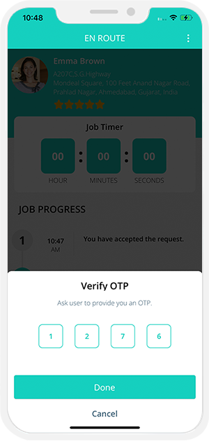 OTP Verification to Start the Job