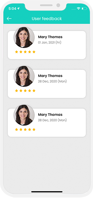 user and provider fives feedback to eachother
