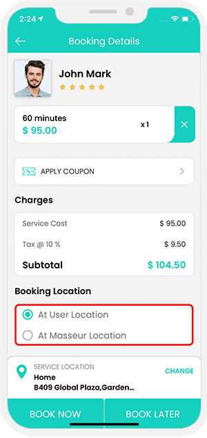 Select booking location
