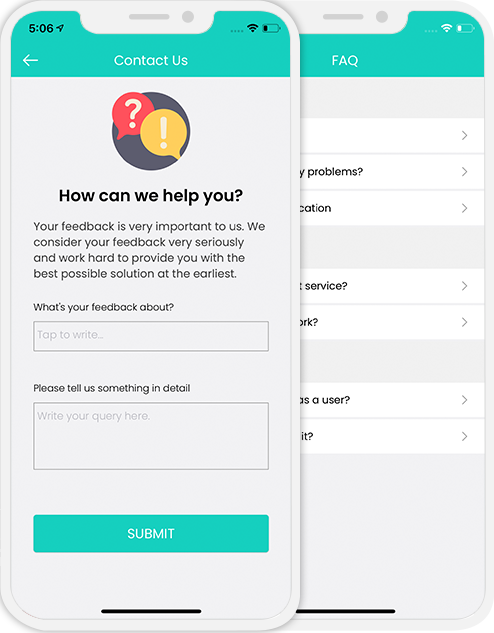 user app login and registration screen