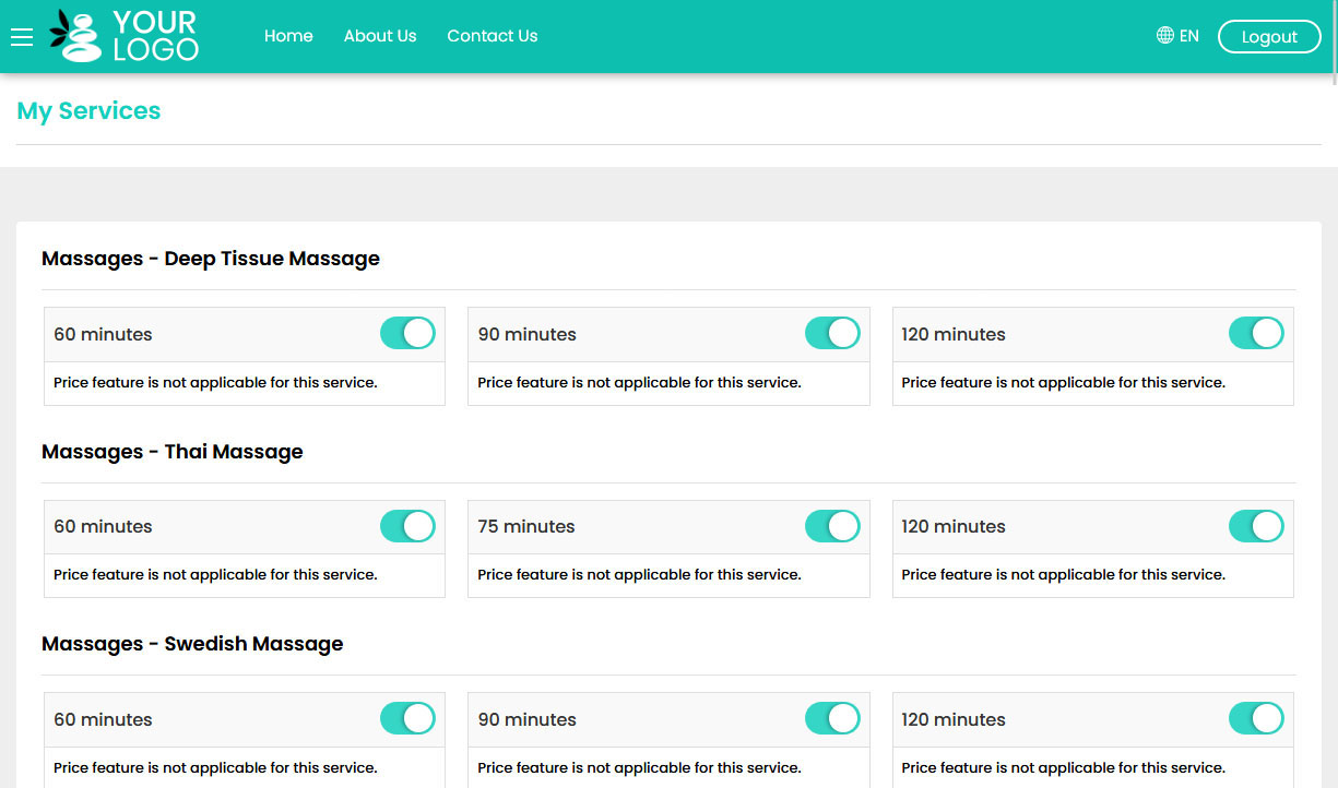 Masseur - Manage Services