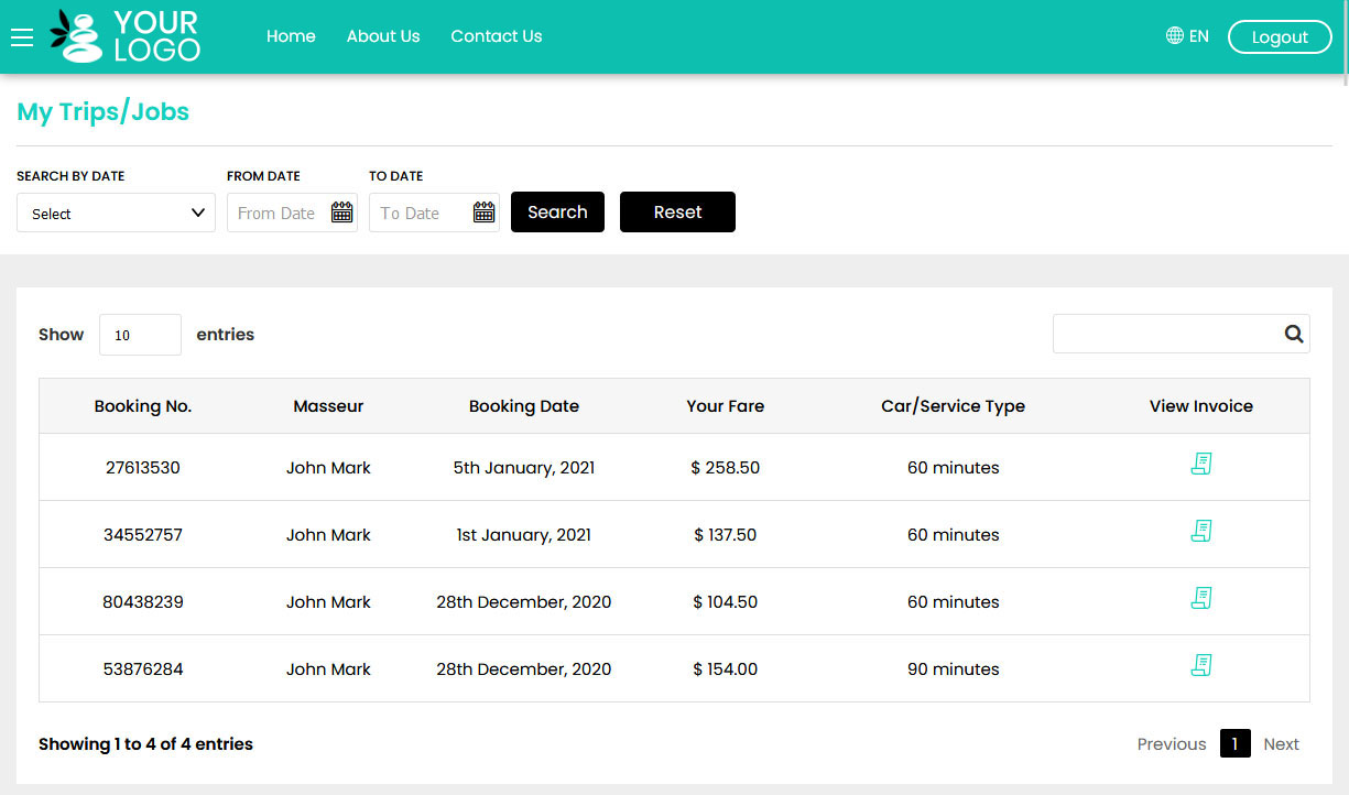 User Bookings