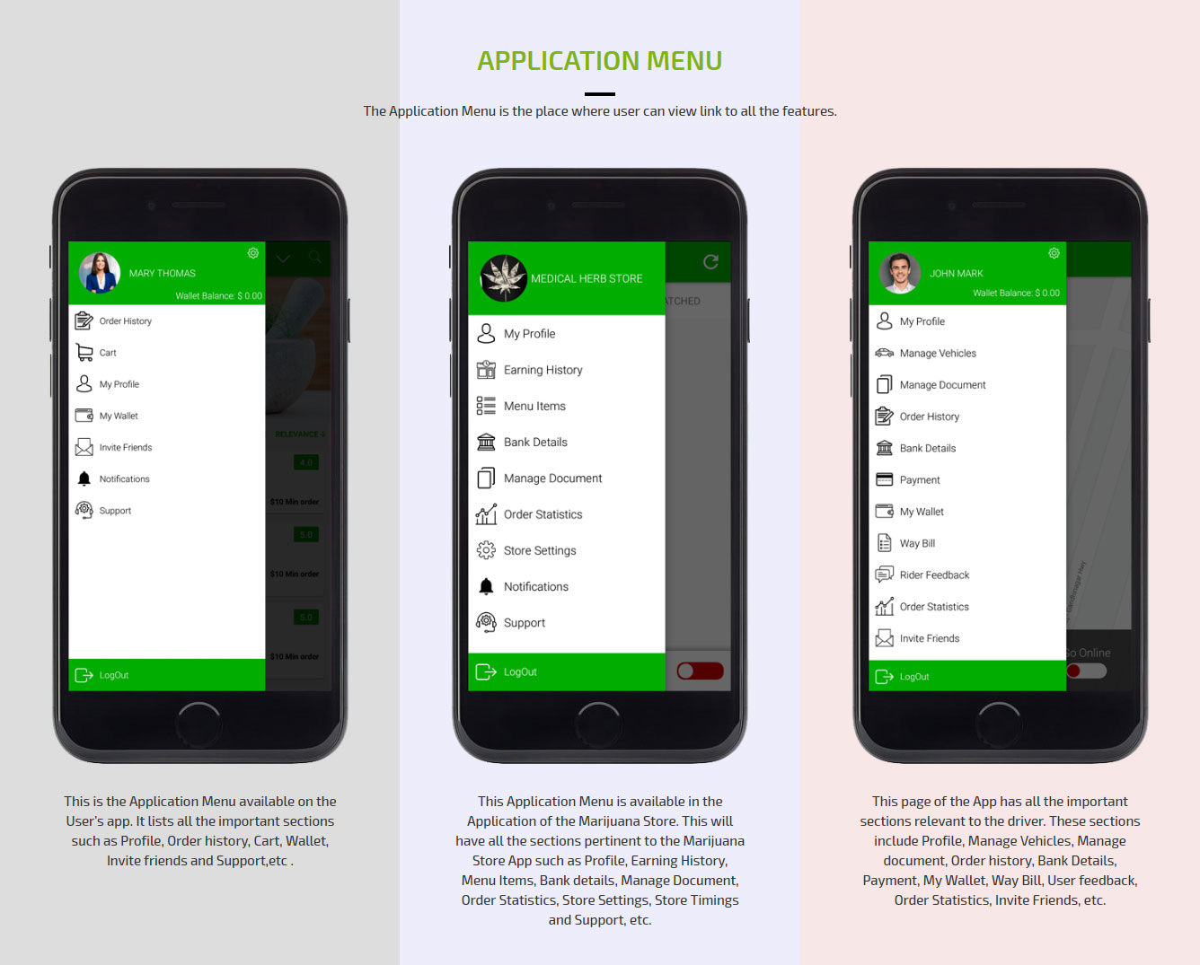 application menu